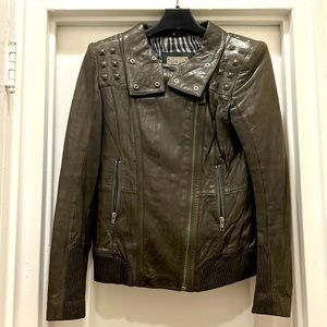 Mackage Dark Brown Studded Leather Jacket